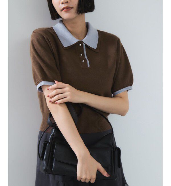 VIS「ダブルカラーポロトップス」|ポロシャツ|