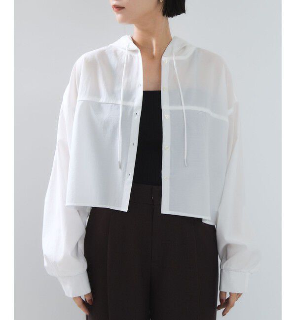 VIS「フード付きクロップドシアーシャツ」|シャツ・ブラウス|