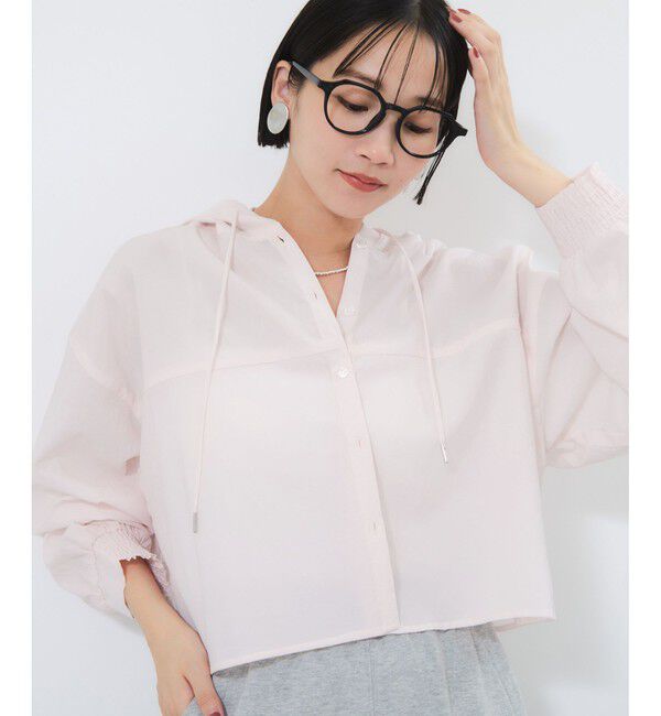 VIS「フード付きクロップドシアーシャツ」|シャツ・ブラウス|