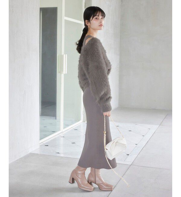 VIS「ねじりショートトップス付きロングニットワンピース/イージーケア」|ワンピース|