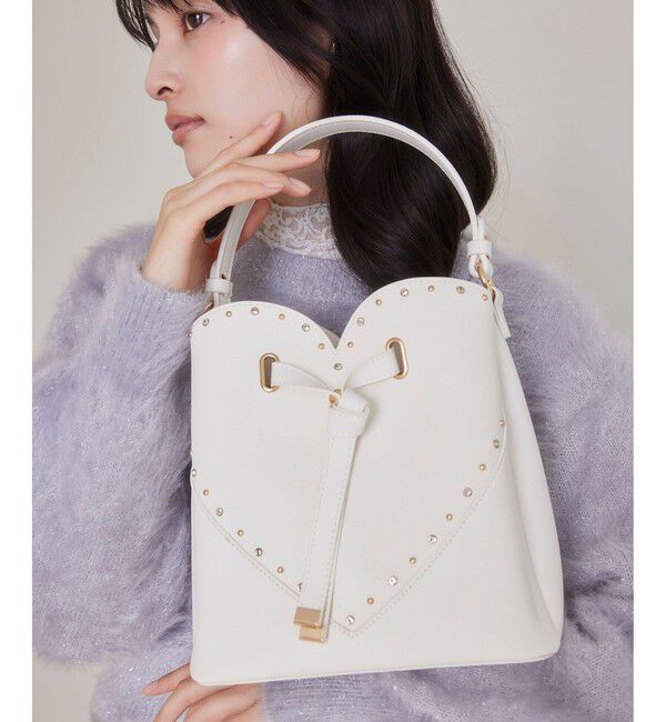 VIS「ラインストーン＆スタッズハートカットバッグ」|ショルダー・メッセンジャー|