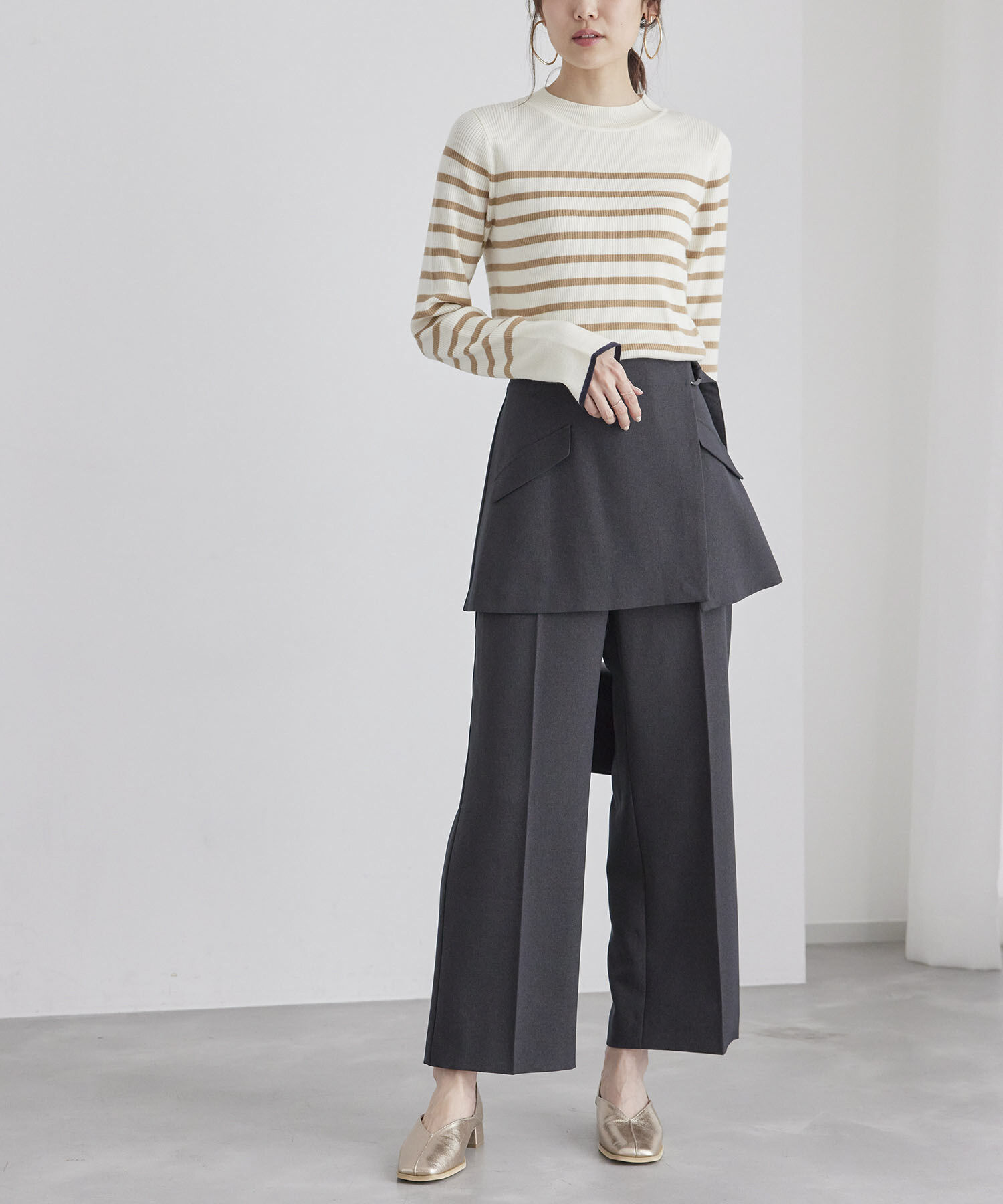 ROPE PICNIC PASSAGE「【新色追加】スクエアトゥセンターシーム甲深バブーシュ」|パンプス|