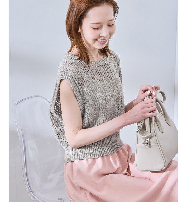 Rope&rsquo;Picnic「透かし編みラメニットベスト」|ベスト・ジレ|