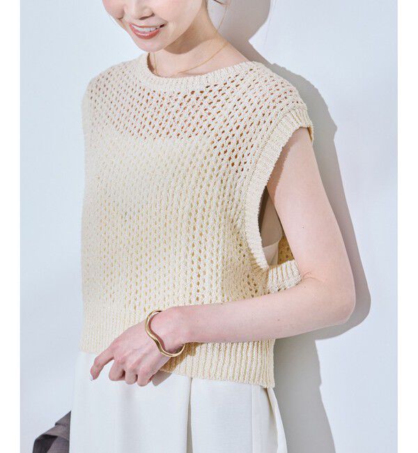 Rope&rsquo;Picnic「透かし編みラメニットベスト」|ベスト・ジレ|