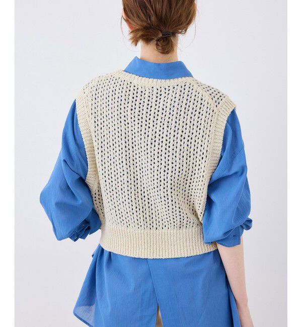 Rope&rsquo;Picnic「透かし編みラメニットベスト」|ベスト・ジレ|