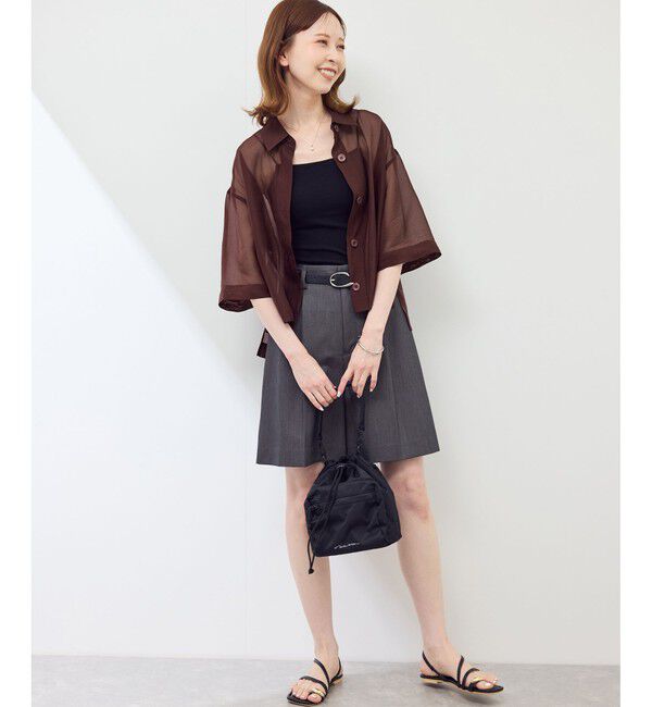 Rope&rsquo;Picnic「【接触冷感】ハーフスリーブシアーシャツ」|シャツ・ブラウス|