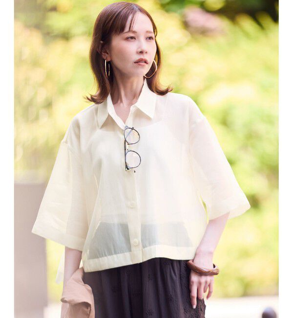Rope&rsquo;Picnic「【接触冷感】ハーフスリーブシアーシャツ」|シャツ・ブラウス|