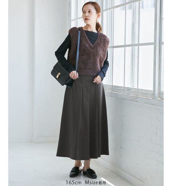 Rope&rsquo;Picnic「レディハンサムシリーズ ウールライクタックキルトスカート/セットアップ対応」|スカート|