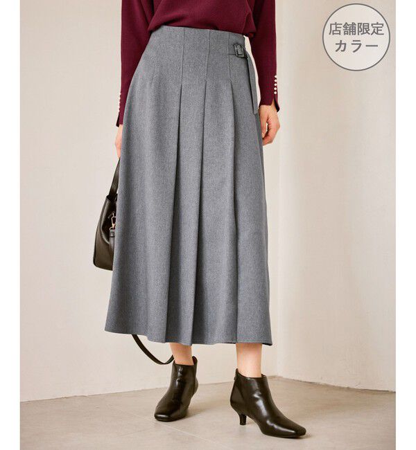 Rope&rsquo;Picnic「レディハンサムシリーズ ウールライクタックキルトスカート/セットアップ対応」|スカート|グレー(07)