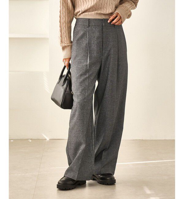 Rope&rsquo;Picnic「レディハンサムシリーズ ウールライクウエストタックセミワイドパンツ/セットアップ対応」|スラックス|