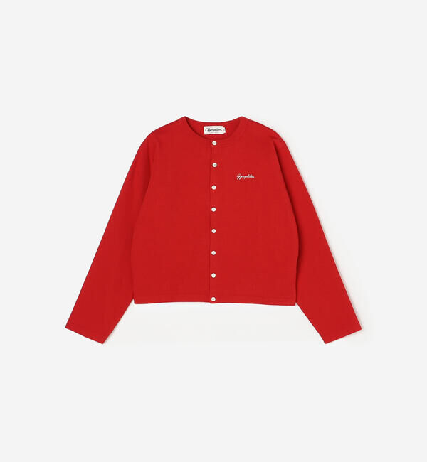 GYMPHLEX「Gymphlex | コットン 長袖ショートカーディガン WOMEN」|カーディガン|RED