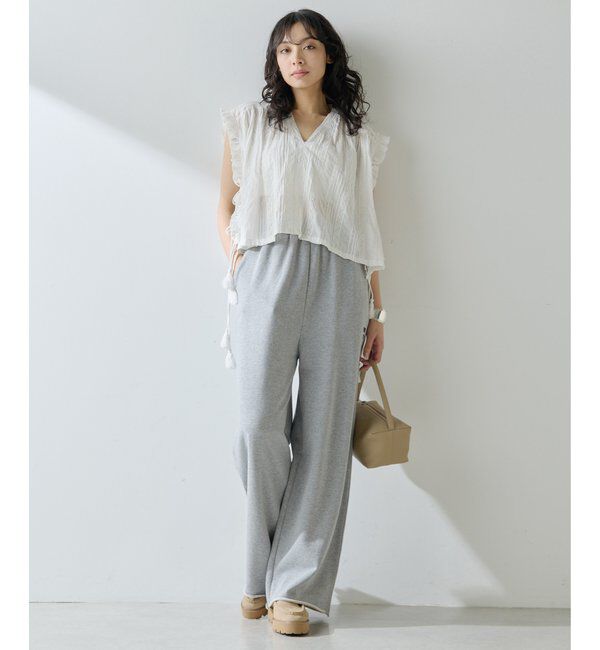  「ロゴ裏毛ワイドパンツ」|チノ|