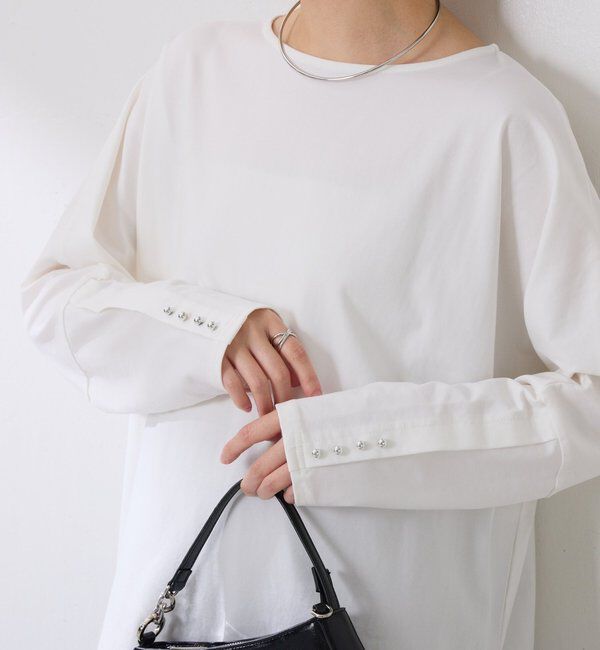  「袖ボタンロンT」|Tシャツ・カットソー|オフホワイト