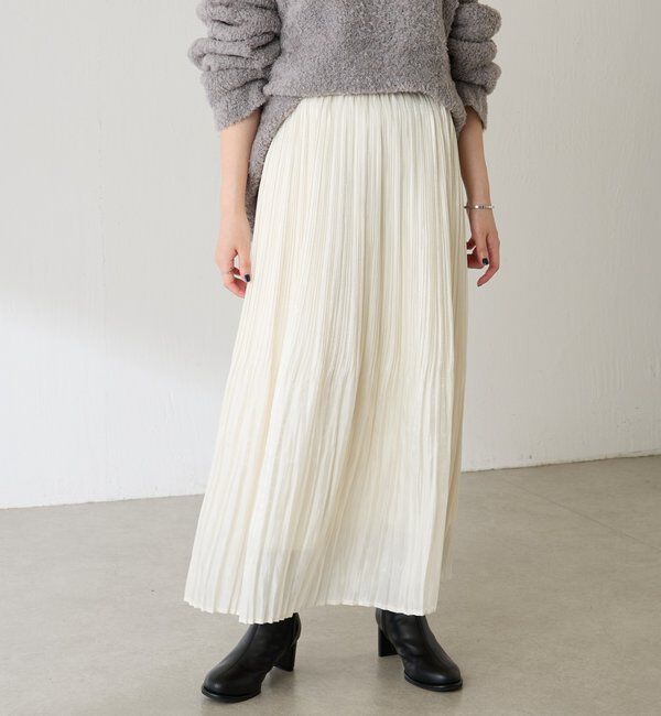  「フィラメントサテンプリーツスカート」|スカート|オフホワイト