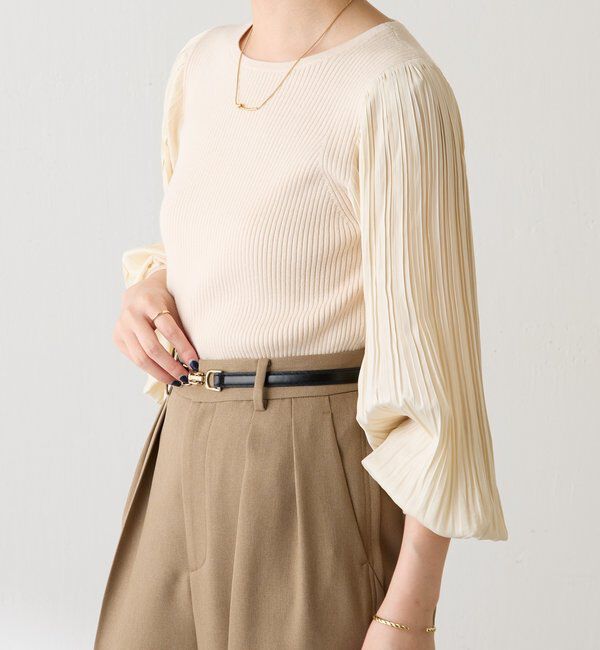  「袖プリーツコンパクトニット」|ニット・セーター|