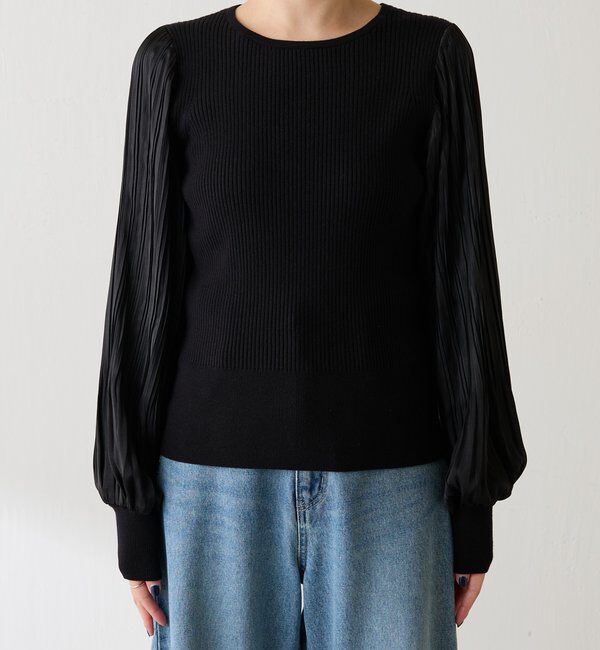  「袖プリーツコンパクトニット」|ニット・セーター|