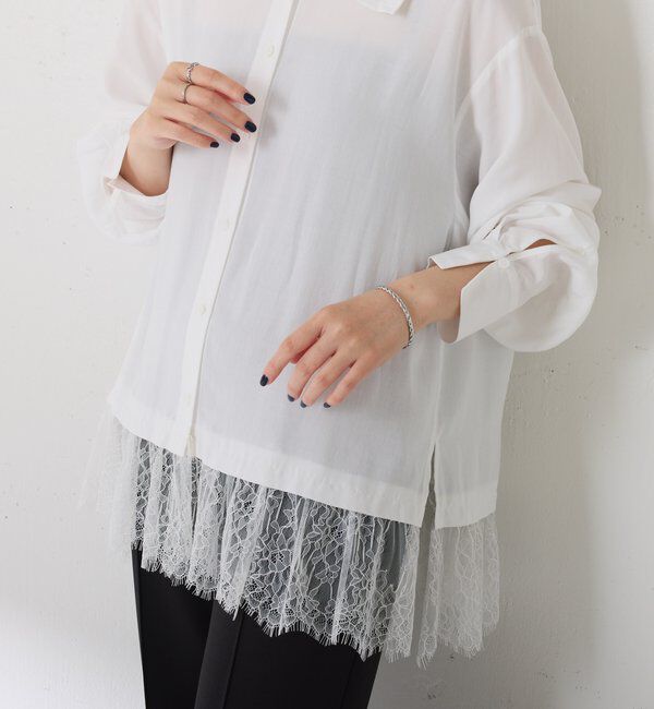  「裾レースハイネックシャツ」|シャツ・ブラウス|