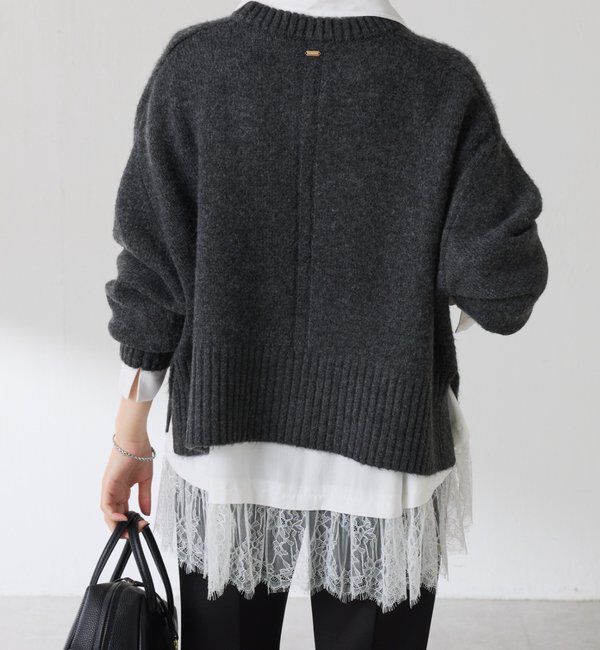  「裾レースハイネックシャツ」|シャツ・ブラウス|