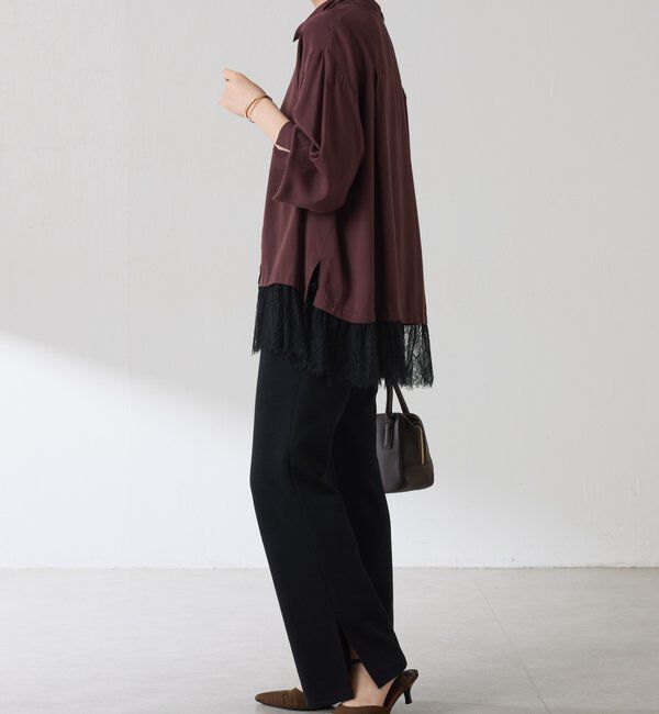  「裾レースハイネックシャツ」|シャツ・ブラウス|