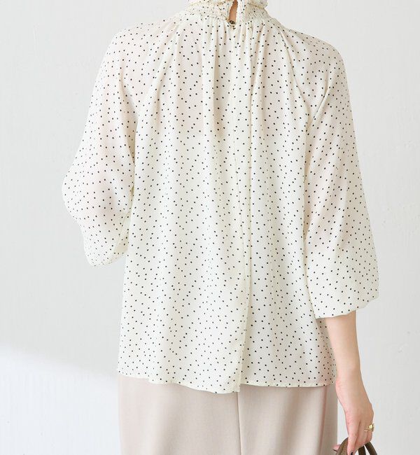 「ハイネックシャーリングドットブラウス」|シャツ・ブラウス|