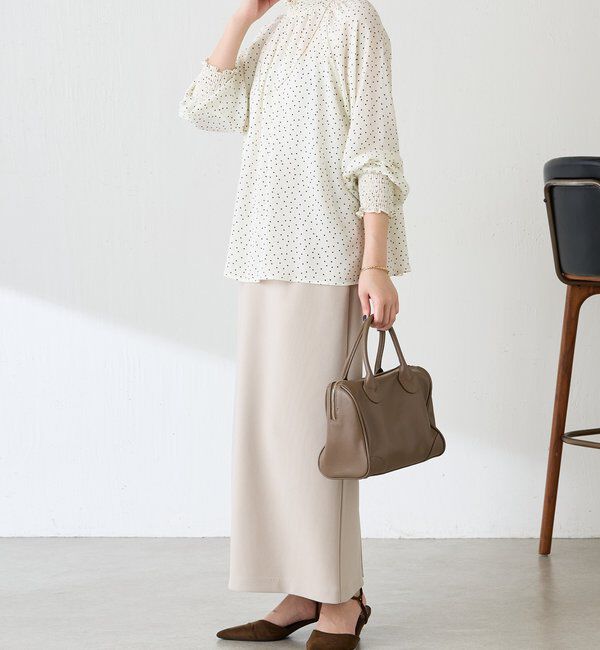  「ハイネックシャーリングドットブラウス」|シャツ・ブラウス|