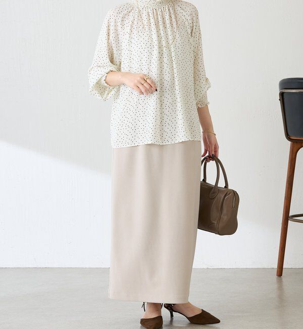  「ハイネックシャーリングドットブラウス」|シャツ・ブラウス|