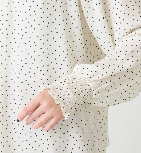  「ハイネックシャーリングドットブラウス」|シャツ・ブラウス|