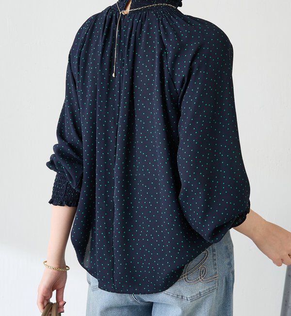  「ハイネックシャーリングドットブラウス」|シャツ・ブラウス|