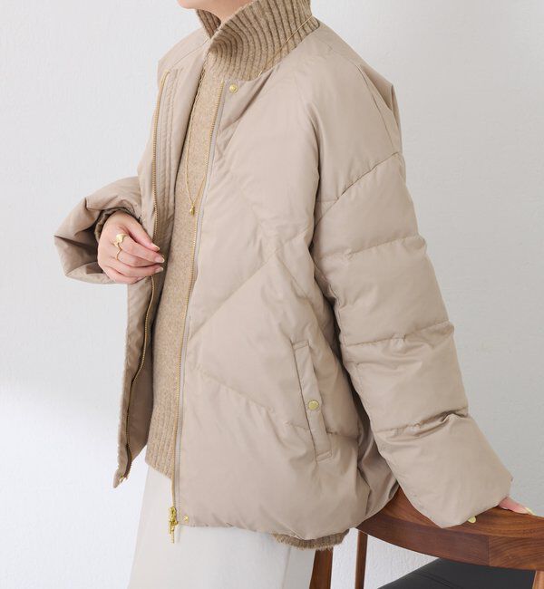  「【マット見え/軽量コート】ライトエンボスノーカラーダウン」|その他|