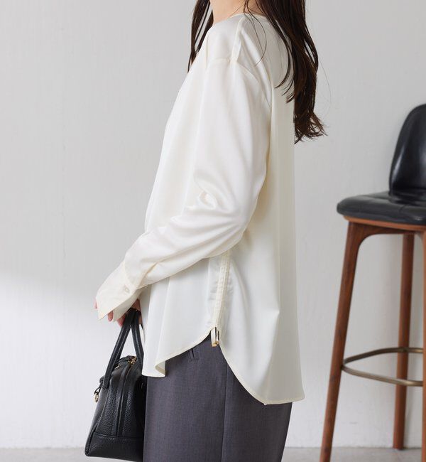  「サテンサイドドロストTブラウス」|シャツ・ブラウス|