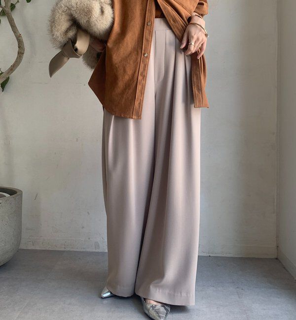  「【累計販売数3万枚突破/22色４サイズ展開！】タックワイドパンツ」|チノ|ベージュ