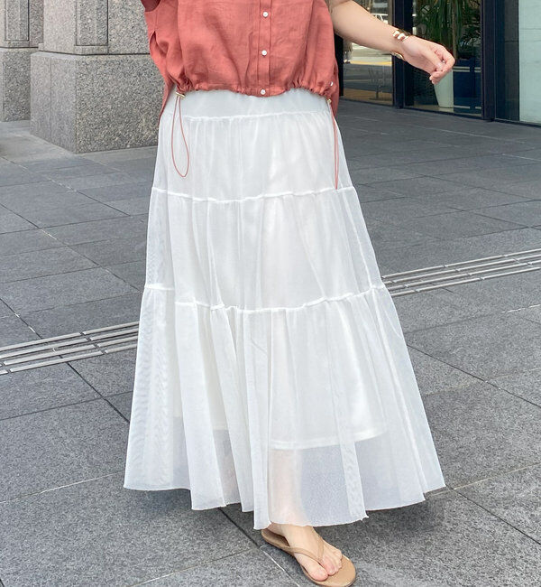  「【SAKURA @___saku14_ 企画】メッシュティアードスカート」|スカート|オフホワイト