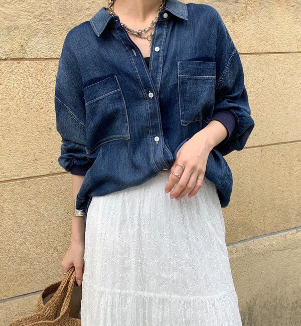  「袖リブシアーデニムシャツ」|シャツ・ブラウス|