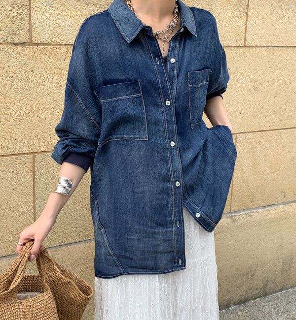  「袖リブシアーデニムシャツ」|シャツ・ブラウス|