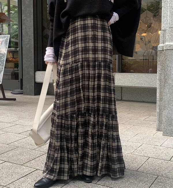  「チェックワッシャースカート」|スカート|