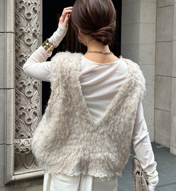  「【REI企画カラーあり】【前後2WAY】シャギーニットベスト」|ニット・セーター|