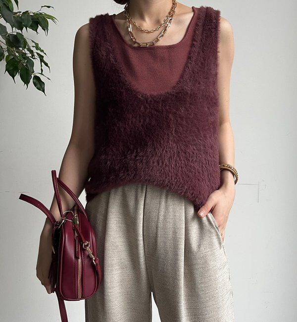  「前後2WAYシャギーニットタンクベスト」|ニット・セーター|