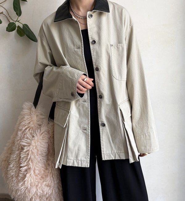  「レザーカラーカバーオールジャケット」|ブルゾン・スタジャン|