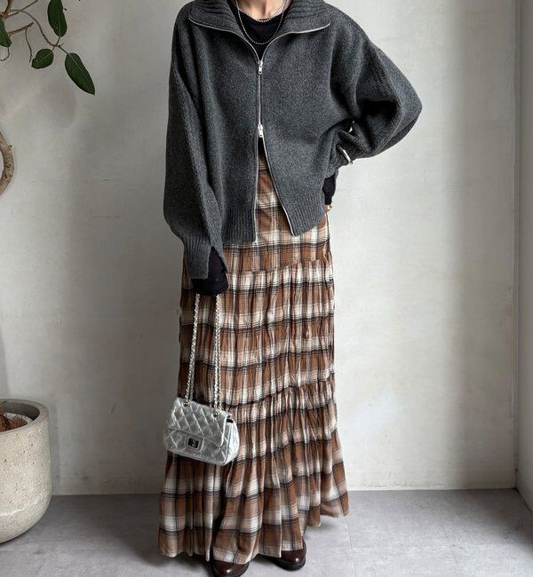  「【WEB限定】ダブルジップニットブルゾン」|カーディガン|