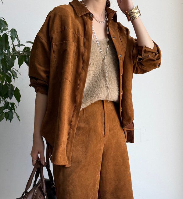  「【セットアップ対応】フェイクスエードジャケット」|ブルゾン・スタジャン|キャメル