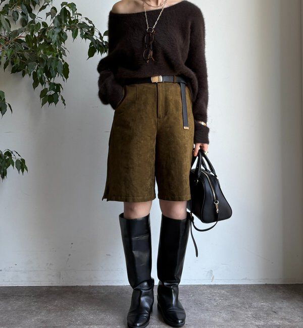  「【セットアップ対応】フェイクスエードショートパンツ」|チノ|