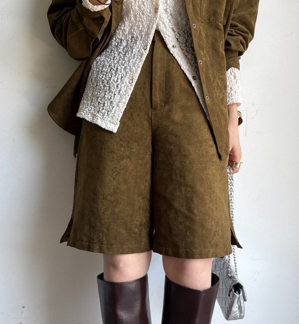  「【セットアップ対応】フェイクスエードショートパンツ」|チノ|