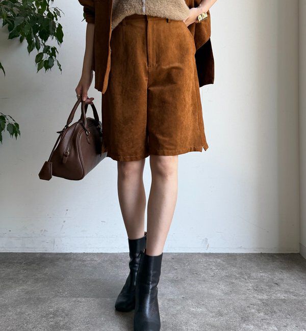  「【セットアップ対応】フェイクスエードショートパンツ」|チノ|