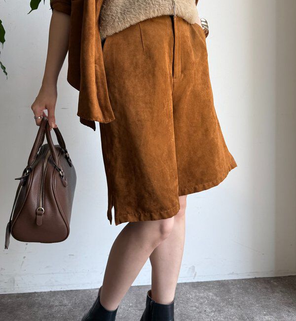  「【セットアップ対応】フェイクスエードショートパンツ」|チノ|