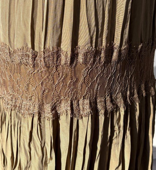  「レース切替ワッシャースカート」|スカート|