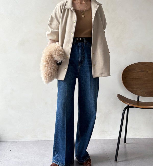  「ハイウエストダブルボタンデニム」|デニム|