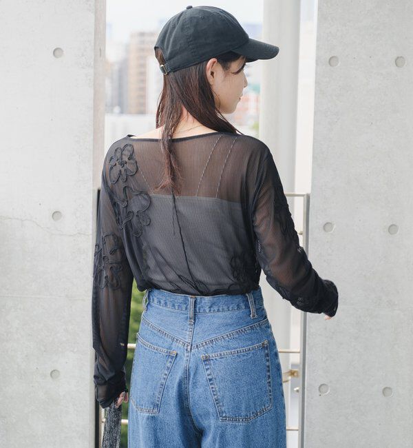  「フラワーコード刺繍シアーTOPS」|Tシャツ・カットソー|