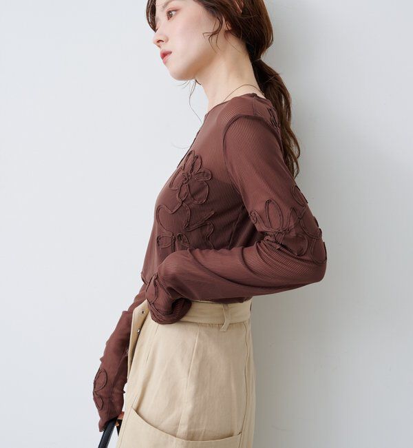  「フラワーコード刺繍シアーTOPS」|Tシャツ・カットソー|