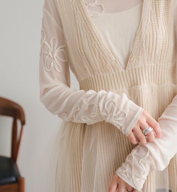  「フラワーコード刺繍シアーTOPS」|Tシャツ・カットソー|