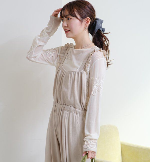  「フラワーコード刺繍シアーTOPS」|Tシャツ・カットソー|